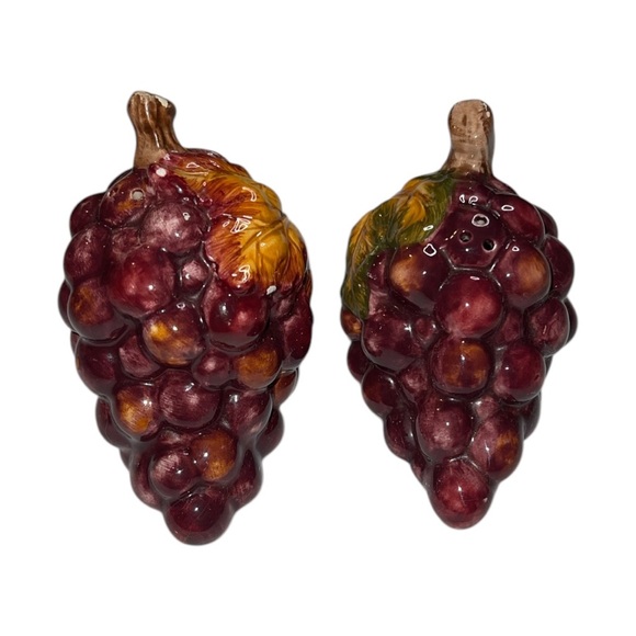 Vintage BICO China Salt & Pepper Shakers | Autumn Leaves and Grape Pattern - Picture 1 of 7